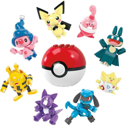 Juego de construcción Mega Pokémon con 8 personajes articulables, incluye Poké Ball