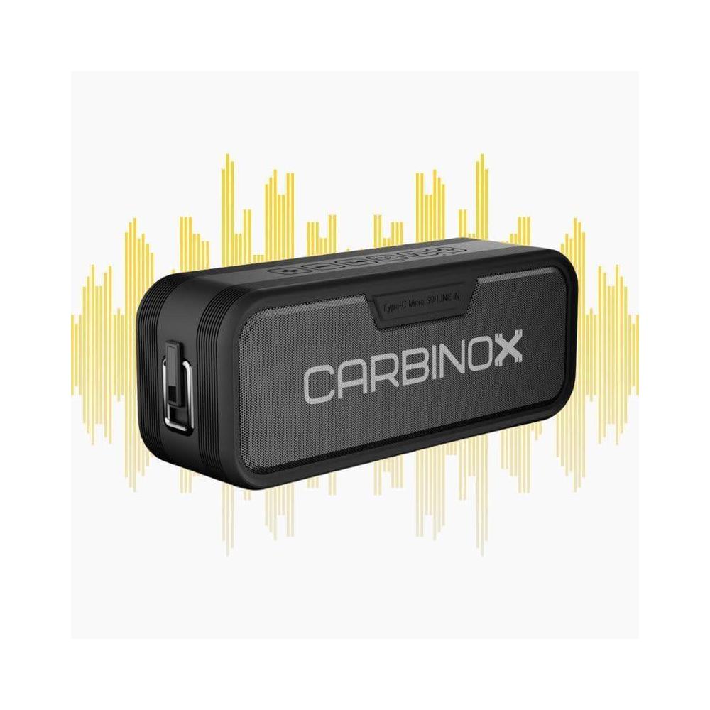 Altavoz Bluetooth portátil CARBINOX con impermeabilidad IPX7, carga rápida usb-C, sonido 3D, color negro