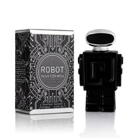 Robot Noir para hombre, fragancia fresca de madera con cardamomo, ruibarbo, bergamota, limón, vainilla y vetiver haitiano