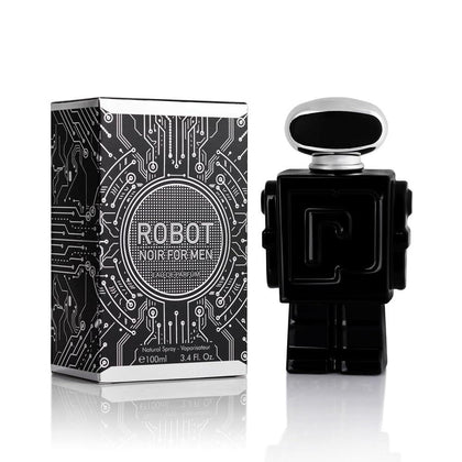 Robot Noir para hombre, fragancia fresca de madera con cardamomo, ruibarbo, bergamota, limón, vainilla y vetiver haitiano