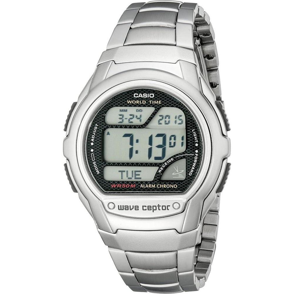 Casio WV58A-1AVCR Waveceptor, reloj digital de acero inoxidable con banda de resina negra para hombre, resistente al agua