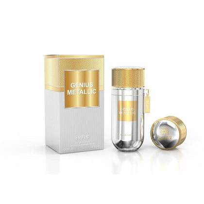 Emper Genius Metallic, para hombres, perfume con notas de ciruela, pomelo, bergamota y fondo amaderado