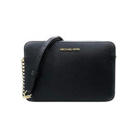 Michael Kors Bolso cruzado Jet Set para mujer con cierre superior de piel Saffiano y correa ajustable