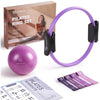 LIONSCOOL Juego de anillos de pilates con mini bola y bandas de resistencia, calidad antideformación con asas acolchadas duales