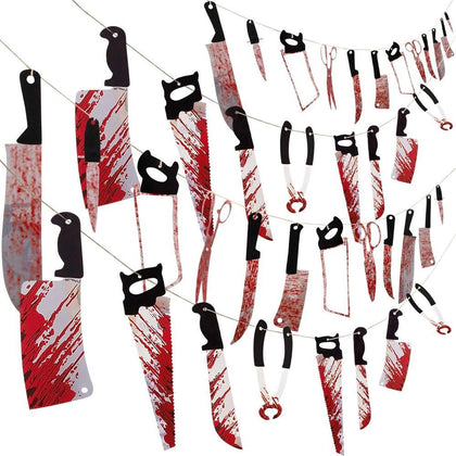 Decoraciones de Halloween Bloody Banner: guirnalda de terror para decoración de películas escalofriantes, fiestas y carnavales