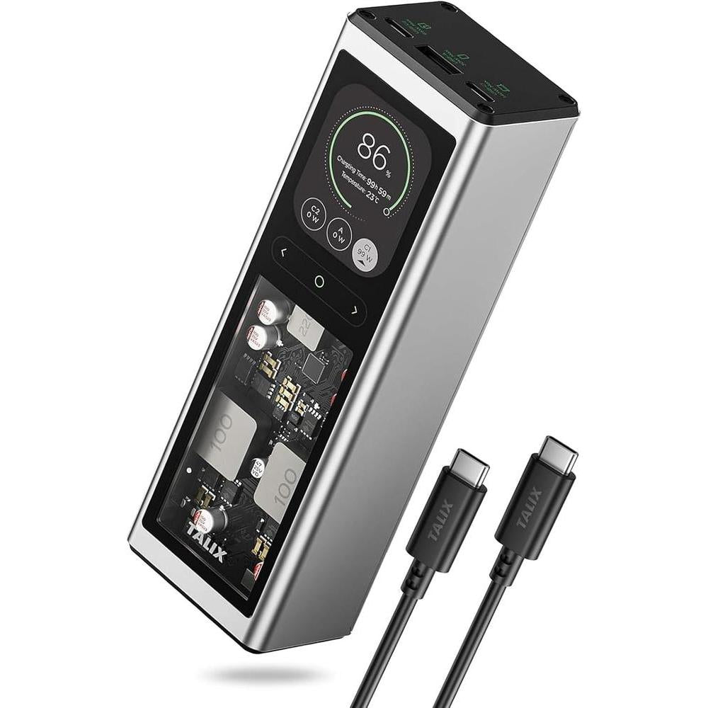Banco de energía TALIX 140W con 20000mAh, cargador portátil PD 3.1, carga rápida, 3 puertos, pantalla digital para MacBook y más