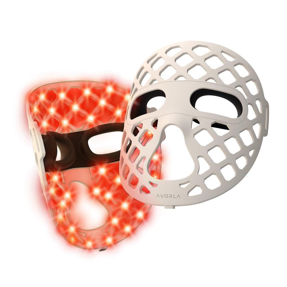 Máscara facial LED Avorla terapia de luz roja portátil recargable con 4 modos e infrarroja, 216 LED luz para piel radiante