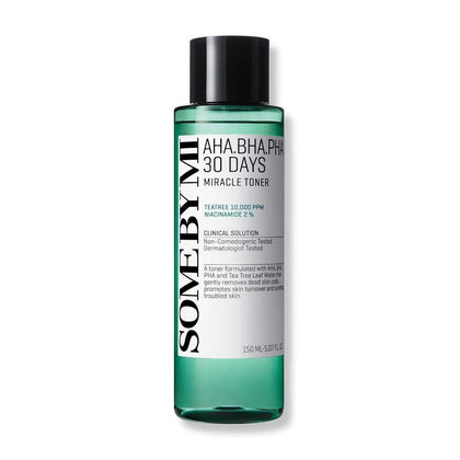 SOME BY MI AHA BHA PHA 30 Days Miracle Toner - Exfoliación suave y cuidado de poros para todo tipo de piel, ideal para piel propensa al acné
