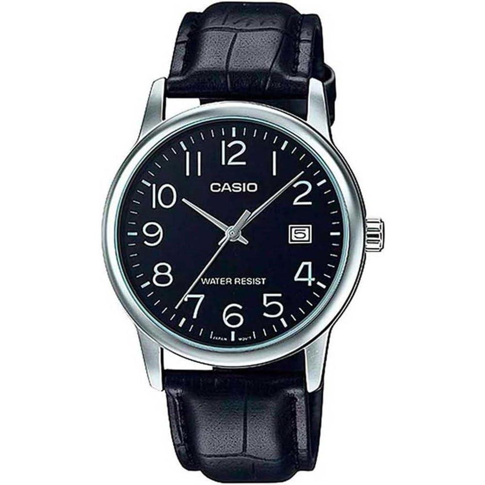 Reloj Casio para hombre con correa de cuero, diseño clásico y funcionalidad moderna, resistente al agua con visualización de fecha