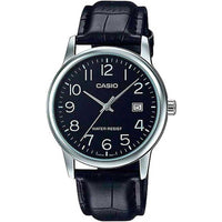 Reloj Casio para hombre con correa de cuero, diseño clásico y funcionalidad moderna, resistente al agua con visualización de fecha