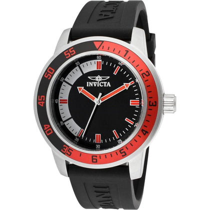 Reloj Invicta para hombre, modelo Specialty, acero inoxidable, con correa negra de silicona y movimiento de cuarzo