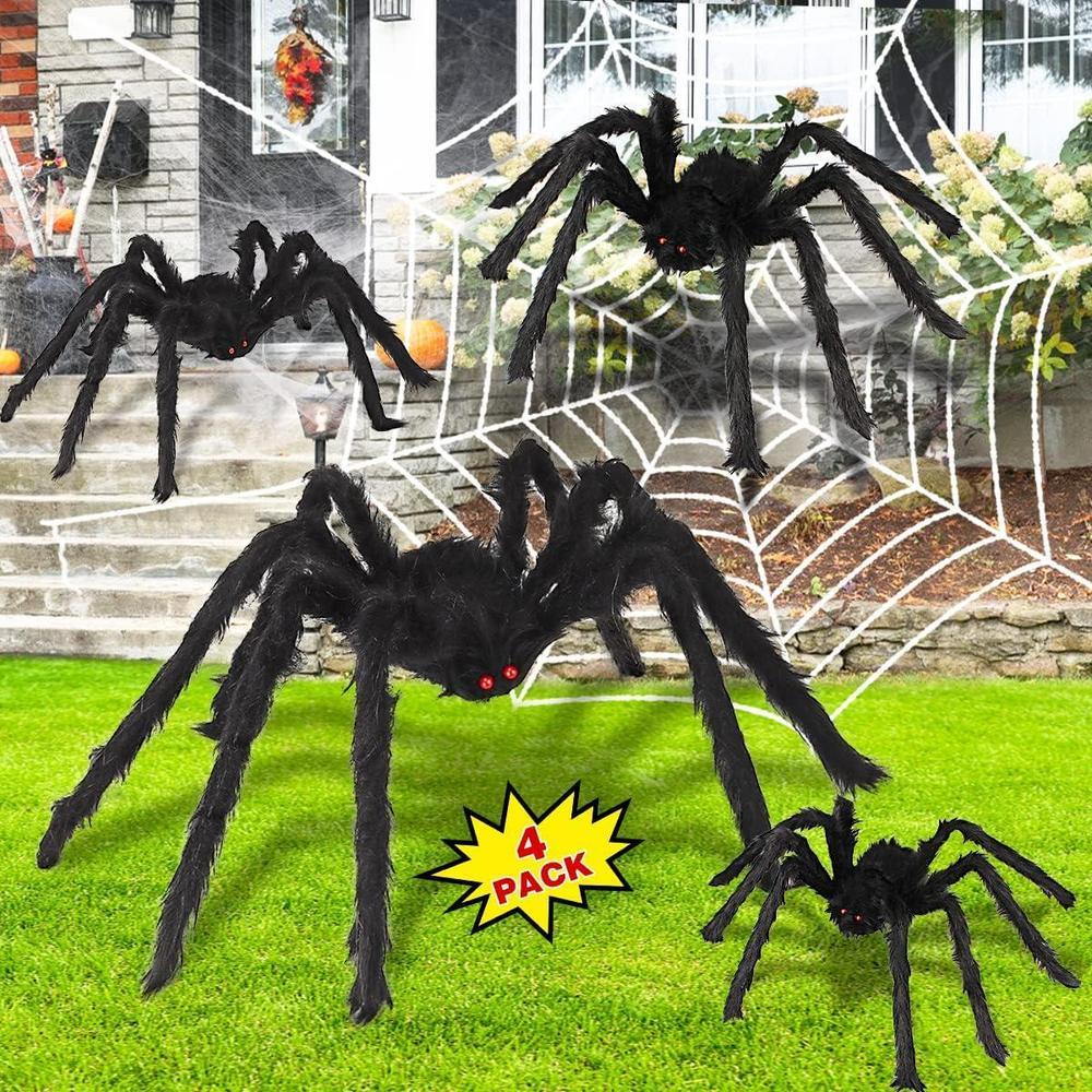 Juego de decoración de Halloween con arañas grandes, telarañas elásticas y más, ideal para un ambiente espeluznante