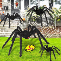 Juego de decoración de Halloween con arañas grandes, telarañas elásticas y más, ideal para un ambiente espeluznante