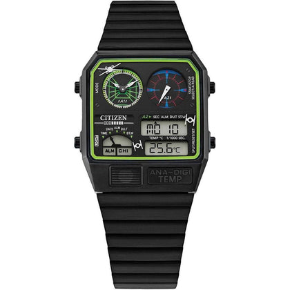 Citizen Reloj de cuarzo Star Wars ANI-Digi, estilo único con alarma y tiempo dual, resistente al agua hasta 30 metros