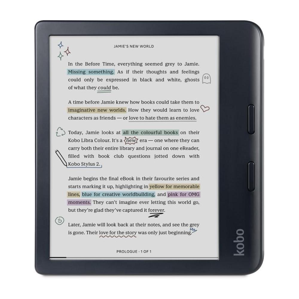 Kobo Libra Colour eReader con Pantalla Kaleido 3 E Ink a Color, Modo Oscuro, Resistente al Agua y Audiolibros