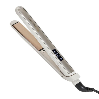 Plancha Remington Shine Therapy infundida con aceite de argán y queratina para un acabado profesional y sin encrespamientos