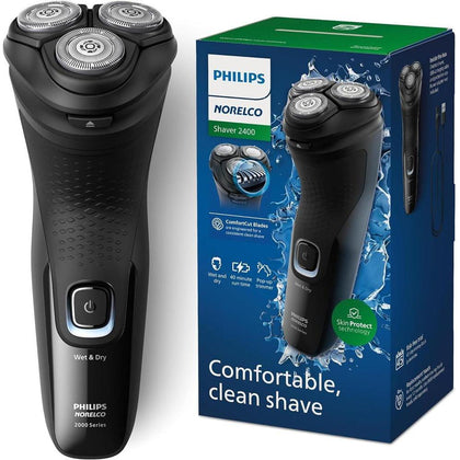 Philips Norelco Shaver 2400, Afeitadora Eléctrica Inalámbrica Recargable Con Recortadora Emergente Y Cabezales Flexibles 4D, X3001/90