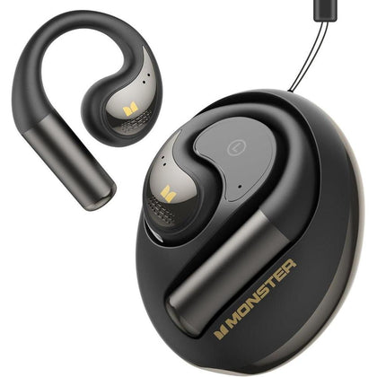 Monster N-Lite 203 AirLinks Auriculares Inalámbricos De Oído Abierto, Resistente Al Agua, Batería 24H, Negro