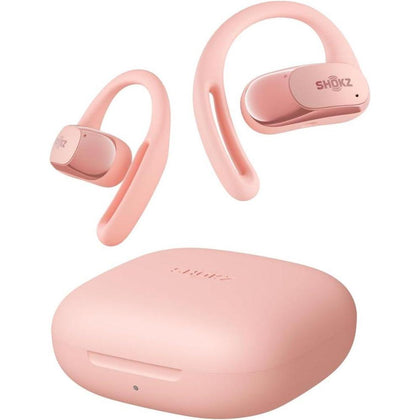 SHOKZ OpenFit Air en rosa, auriculares de oreja abierta, verdaderamente inalámbricos, resistentes al agua y seguros para uso diario