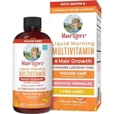 MaryRuth Organics Multivitamínico líquido para el cabello con Biotina 10000mcg, clínicamente probado para un cabello más grueso
