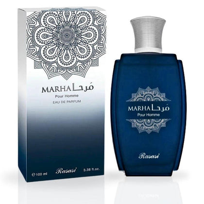 RASASI Marha Eau De Parfum, perfume árabe duradero para hombres con notas cálidas, florales y masculinas, ideal para toda ocasión