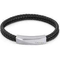 Pulsera de cuero trenzado para hombre Calvin Klein con diseño industrial y cierre magnético multifacético elegante