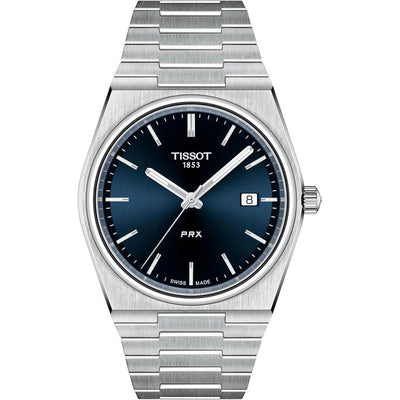Reloj de vestir Tissot PRX para hombre con carcasa de acero inoxidable 316L, color gris, resistente al agua