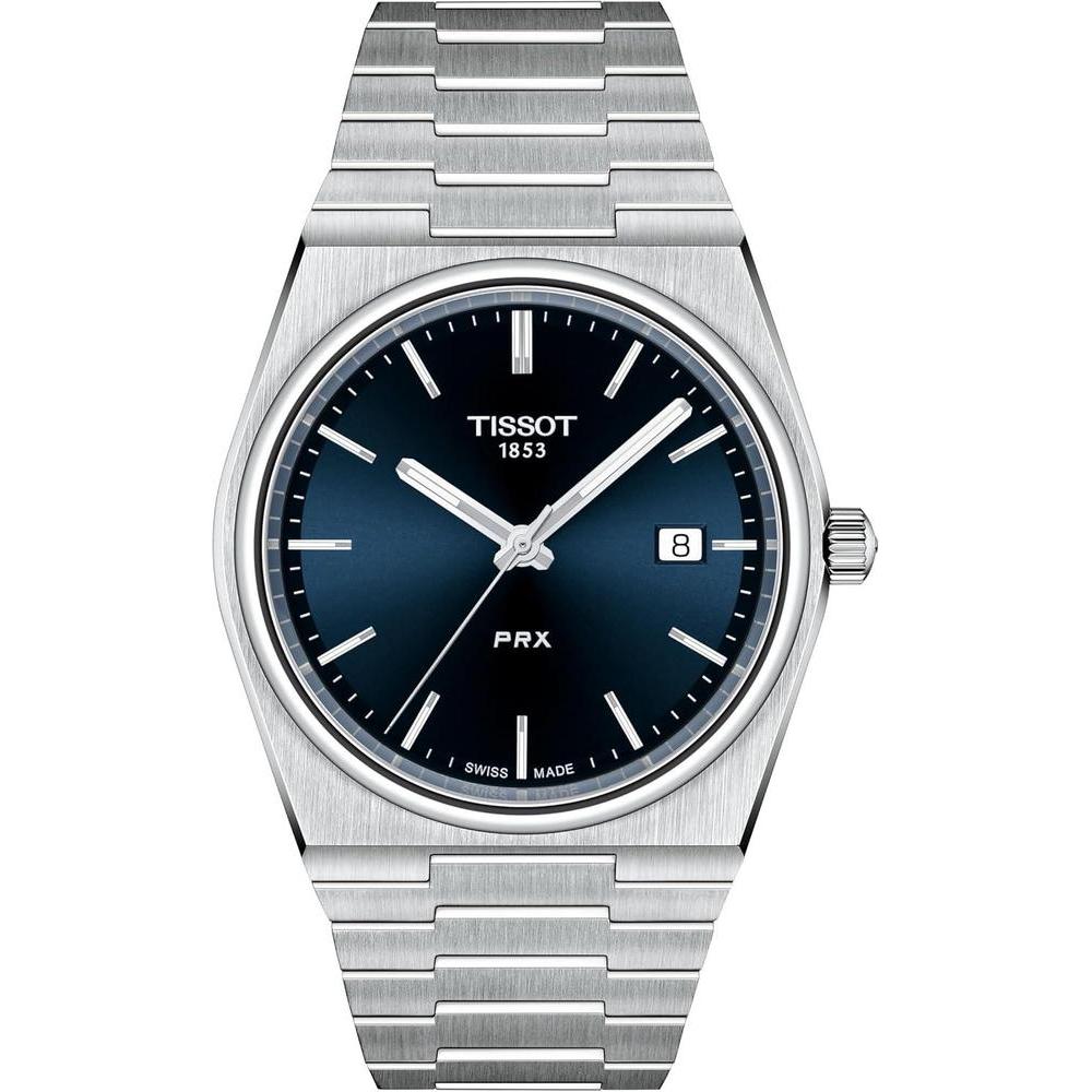 Reloj de vestir Tissot PRX para hombre con carcasa de acero inoxidable 316L, color gris, resistente al agua