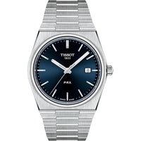 Reloj de vestir Tissot PRX para hombre con carcasa de acero inoxidable 316L, color gris, resistente al agua
