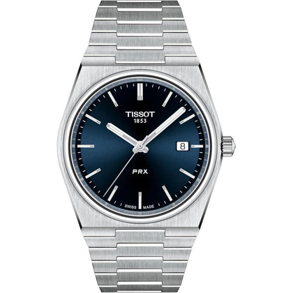 Reloj de vestir Tissot PRX para hombre con carcasa de acero inoxidable 316L, color gris, resistente al agua