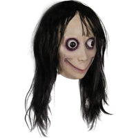 Máscara espeluznante de látex con cabello largo para Halloween y eventos de miedo, accesorio ideal para disfraces
