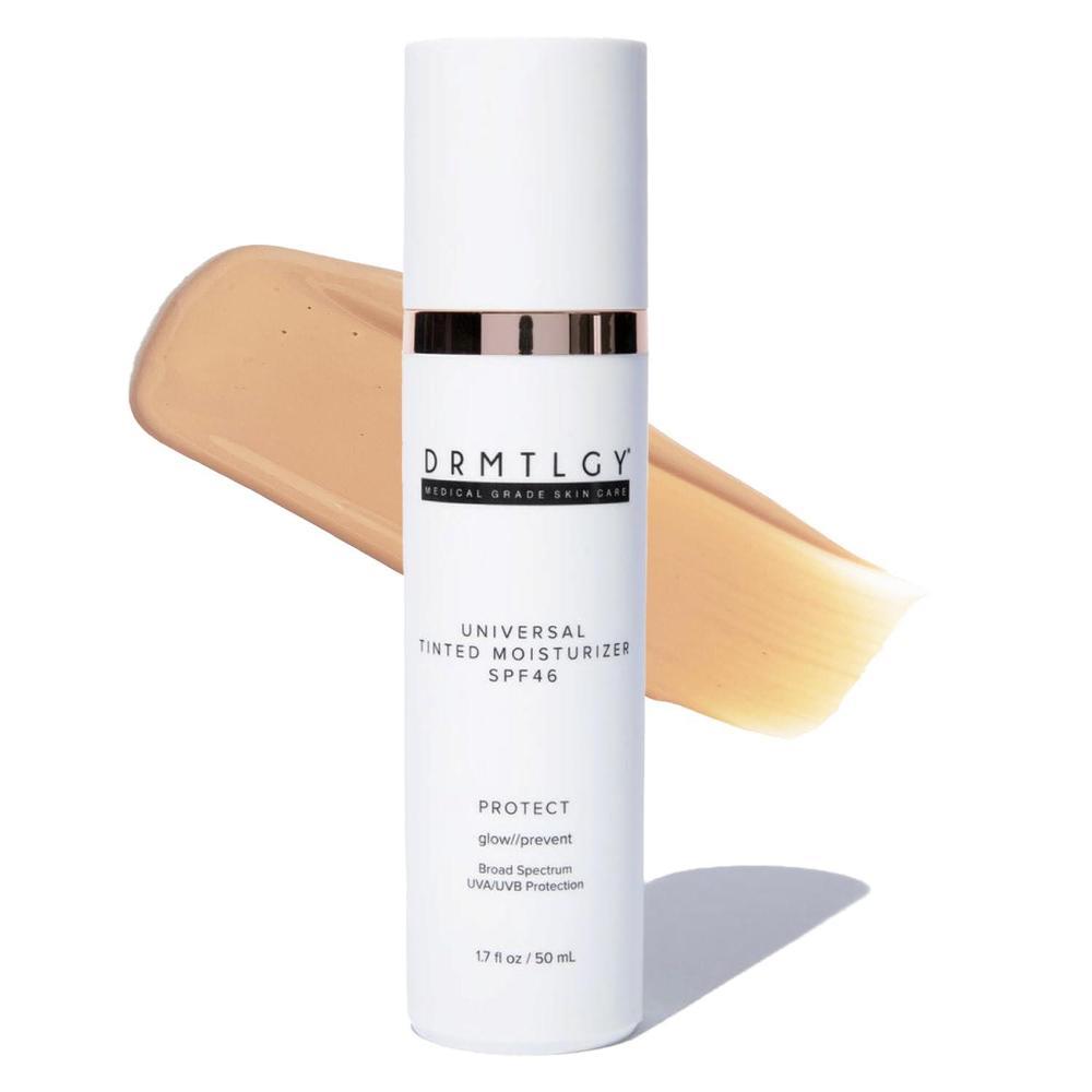 DRMTLGY Crema hidratante SPF 46, protección solar facial transparente, maquillaje ligero con protección UV