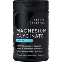 Sports Research Glicinato de magnesio, apoya el sueño y procesos enzimáticos, magnesio quelatado, cápsula vegana