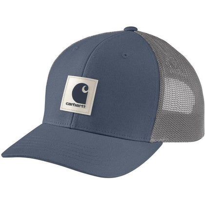 Gorra Carhartt de parche con logotipo y malla de sarga flexible, tecnología antitranspirante FastDry y Flexfit