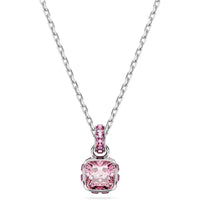 Collar colgante Swarovski con piedra rosa y cristales claros, cadena fina, ideal para un estilo sofisticado y elegante
