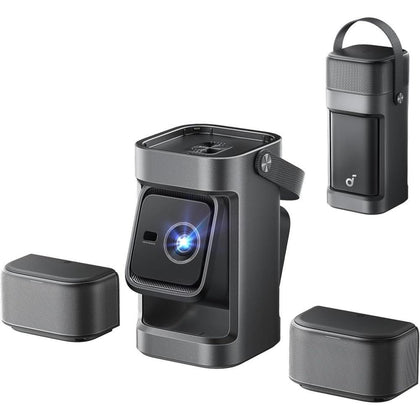 Soundcore Nebula P1, proyector portátil con 650 lúmenes ANSI, sonido envolvente 2.0, altavoces desmontables, Google TV y pantalla hasta 180