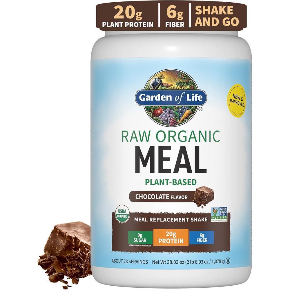 Batido de proteína orgánica Garden of Life sabor chocolate, alto en proteína y fibra, libre de lácteos y sin gluten