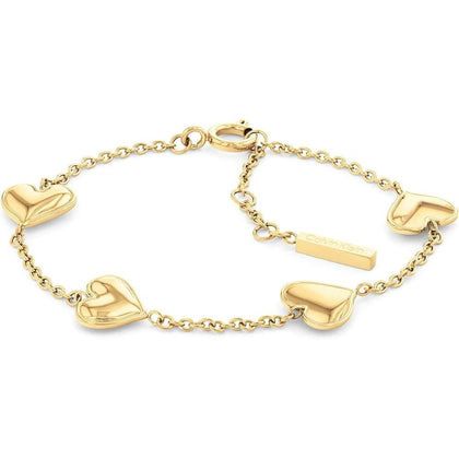 Elegante pulsera de cadena Calvin Klein para mujer con corazones, acero inoxidable y cierre de anillo de resorte