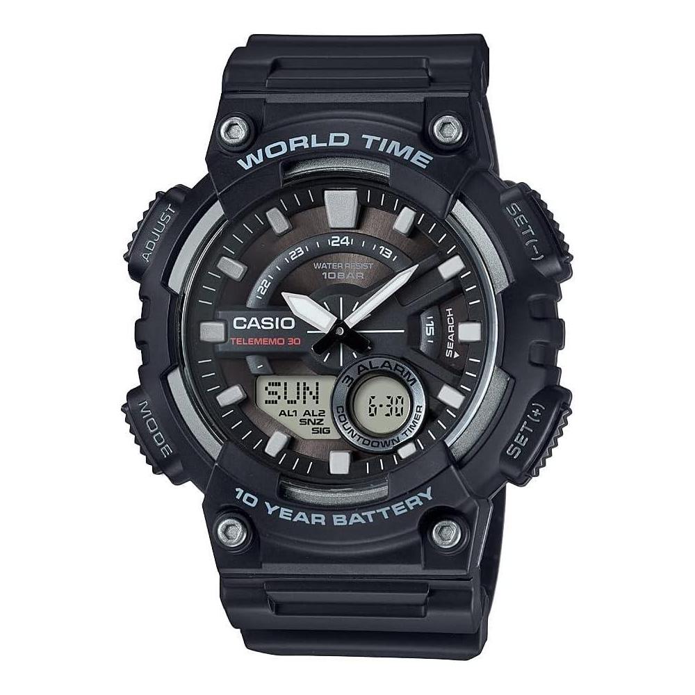 Casio AEQ110BW Series Reloj para Hombre Analógico-Digital con Alarma, Cronómetro, Temporizador y Resistencia al Agua 100M