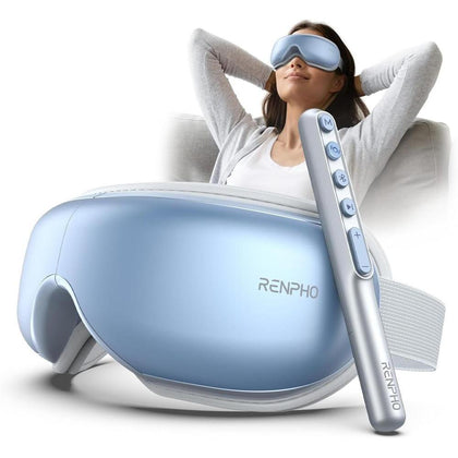 RENPHO Eyeris1 Masajeador de ojos con compresión, modo silencioso, Bluetooth y control remoto. Ideal para aliviar migrañas