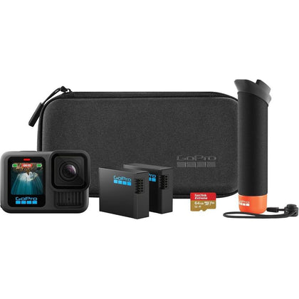 GoPro HERO13 - Paquete de accesorios con Handler, 2 baterías Enduro, soportes adhesivos, tarjeta SD y funda de transporte