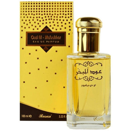RASASI Oud Al Mubakhar EDP Spray, fragancia oriental de larga duración con bergamota, azafrán, rosa y pachulí