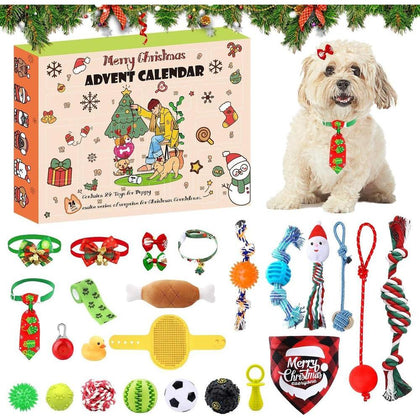 Calendario de Adviento para perros 2024, juguetes de Navidad con cuerdas, bolas chirriantes y accesorios, juego de 24