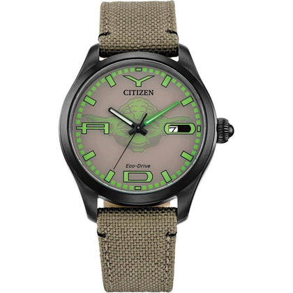 Citizen Eco-Drive Star Wars Yoda Judge me by my size do you Reloj IP Negro Cordura Luminoso Modelo BM6839-06W Negro Marrón Classic