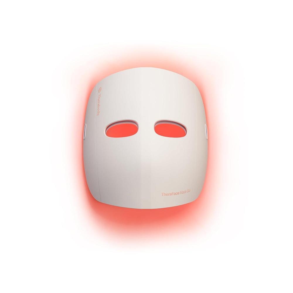 Therabody TheraFace Mask Glo, máscara LED inalámbrica para cuidado de la piel con luz roja, azul e infrarroja y masaje relajante