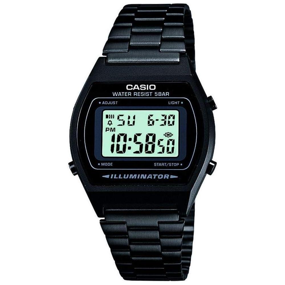 Reloj Casio de la colección para hombre con caja y correa de acero inoxidable negro, dial negro y resistencia al agua 5 bar