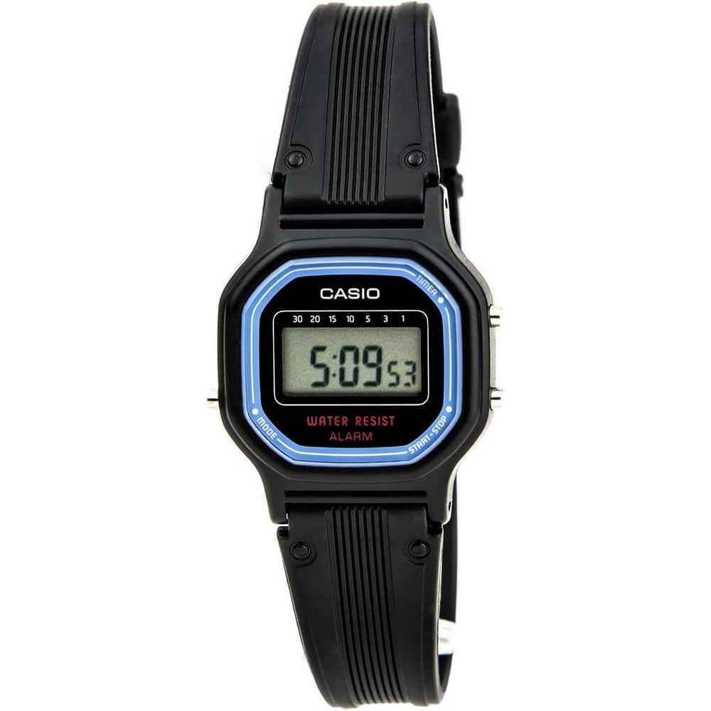 Reloj deportivo para mujer Casio LA11WB con funciones avanzadas de alarma y calendario, diseño azul con pantalla digital