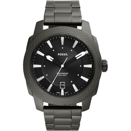 Reloj de pulsera Fossil para hombre, acero inoxidable, 3 manecillas, esfera negra, movimiento de cuarzo, resistencia al agua, estilo clásico