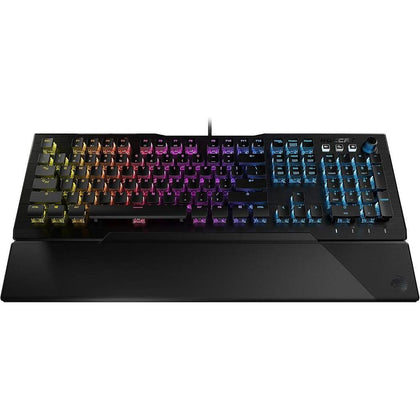 Teclado mecánico ROCCAT Vulcan 121 AIMO con switches Titan lineales, iluminación RGB y reposamanos desmontable, color negro