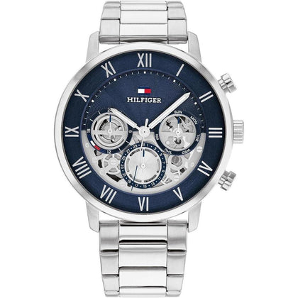 Reloj Tommy Hilfiger multifunción para hombre con números romanos y esfera de apertura, perfecto para ocasiones formales